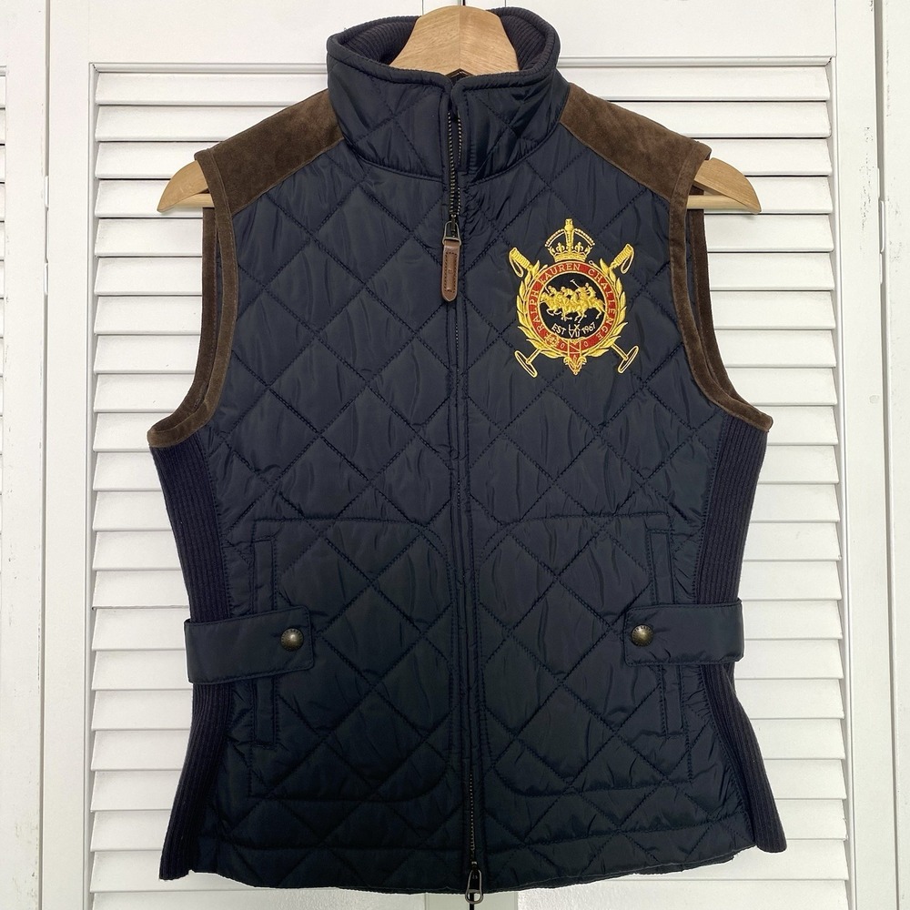 Ralph Lauren Sport Women's Small Vest Quilted Equestrian Preppy Old Money Luxury